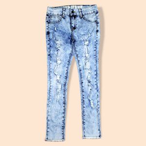 ❤️ Big Girl's Acid Wash Distressed VIP Denim Jeans Stretch | Large Size 12